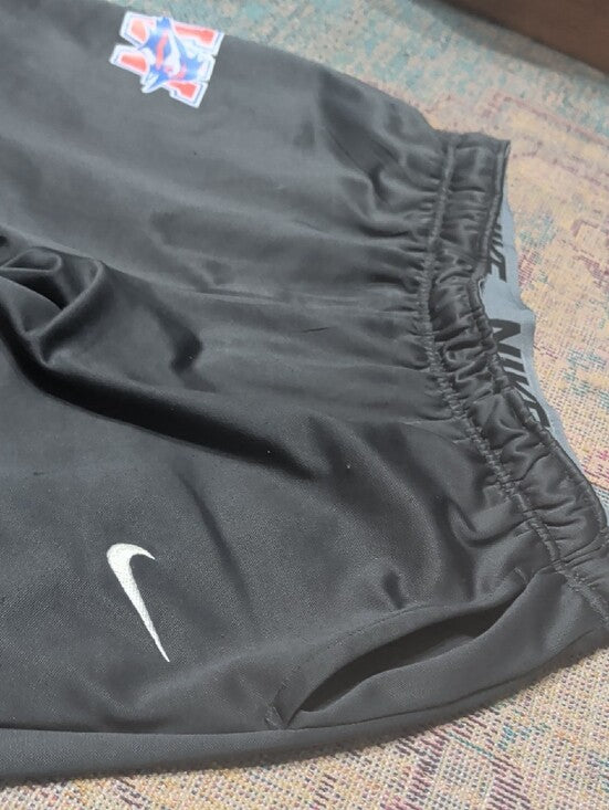Nike Grey Men's Dri-Fit Sweatpants with White Swoosh & Red-Blue Team Patch Large