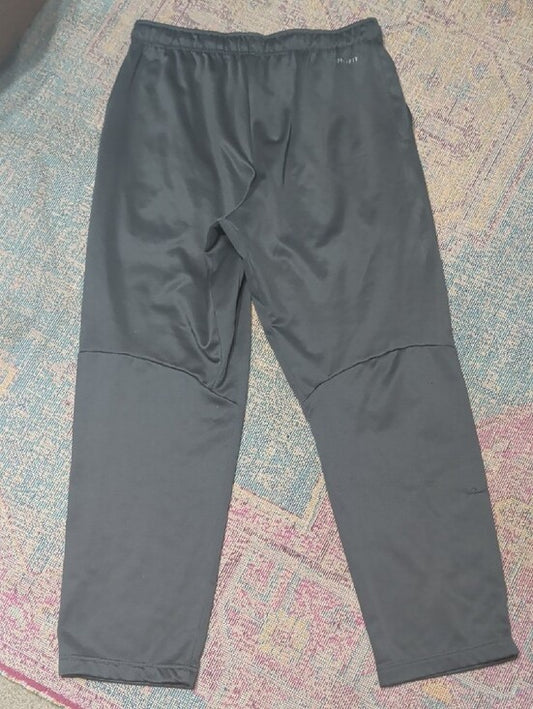 Nike Grey Men's Dri-Fit Sweatpants with White Swoosh & Red-Blue Team Patch Large