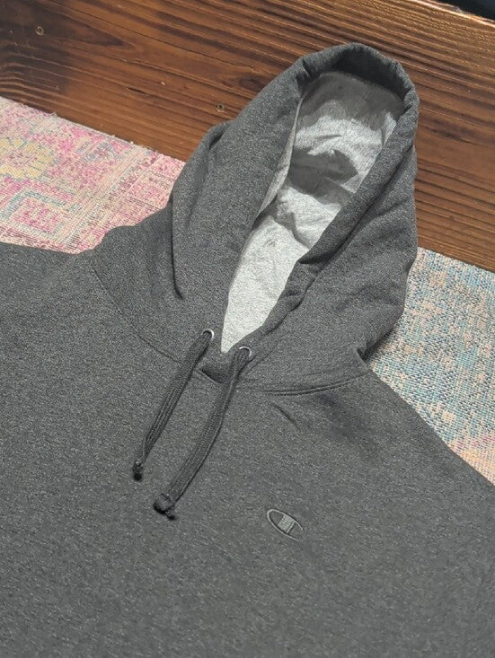 NWOT Champion Charcoal Gray Hoodie with Embroidered Logo Men's Large