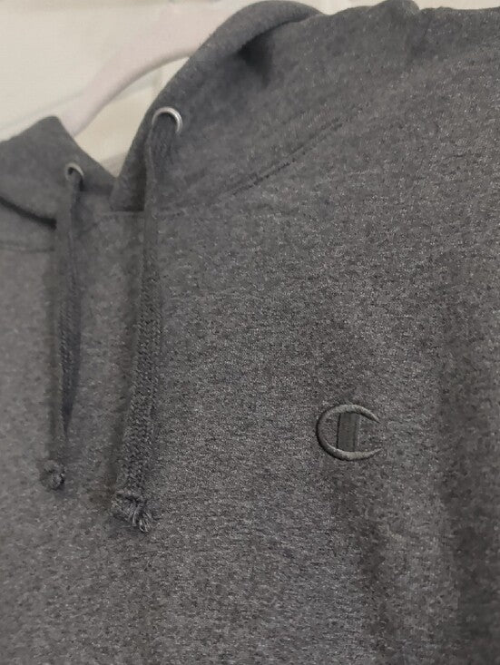 NWOT Champion Charcoal Gray Hoodie with Embroidered Logo Men's Large