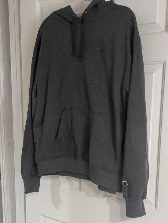 NWOT Champion Charcoal Gray Hoodie with Embroidered Logo Men's Large