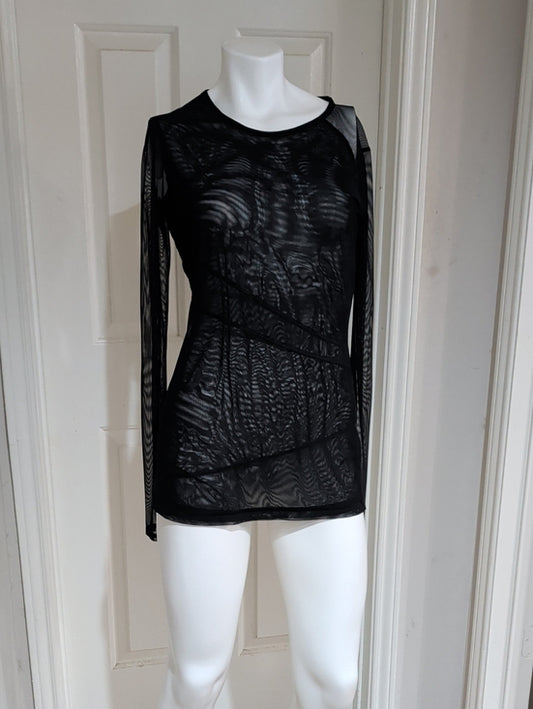Alala Black Sheer Long-Sleeve Mesh Top Dress Women's Medium