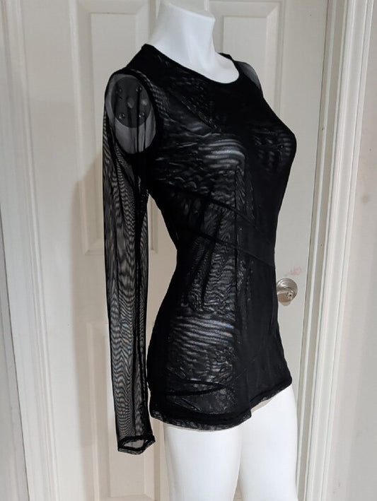Alala Black Sheer Long-Sleeve Mesh Top Dress Women's Medium