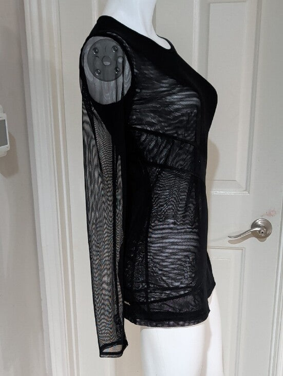 Alala Black Sheer Long-Sleeve Mesh Top Dress Women's Medium
