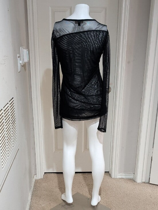 Alala Black Sheer Long-Sleeve Mesh Top Dress Women's Medium