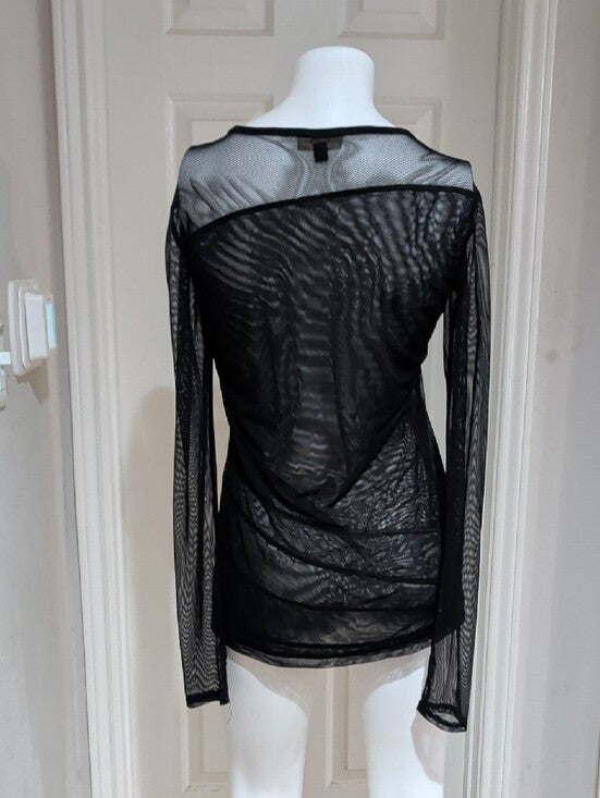Alala Black Sheer Long-Sleeve Mesh Top Dress Women's Medium
