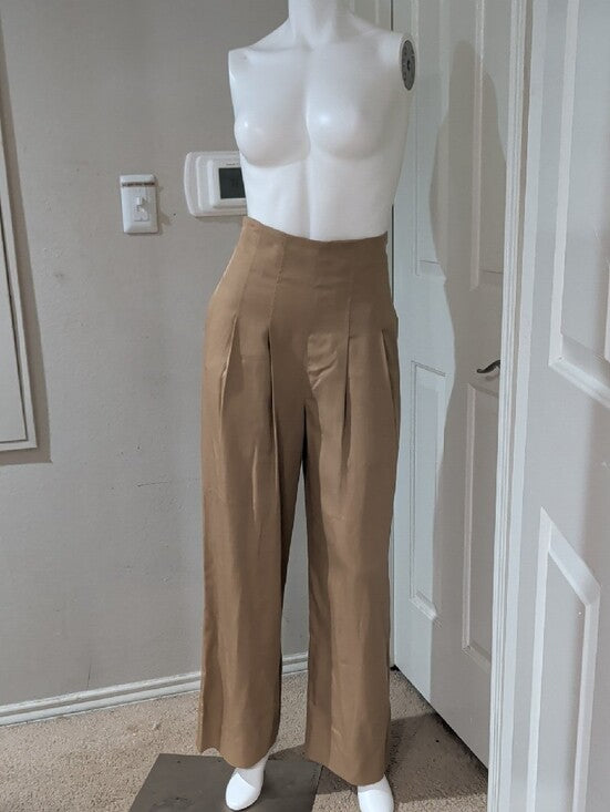 ANTONIO MELANI High-Waist Wide Leg Pants in Tan Women's 0