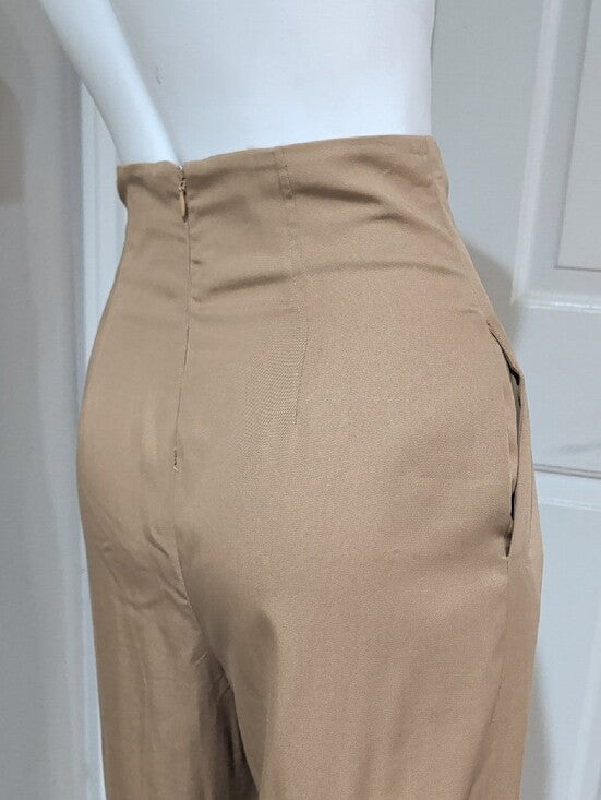 ANTONIO MELANI High-Waist Wide Leg Pants in Tan Women's 0