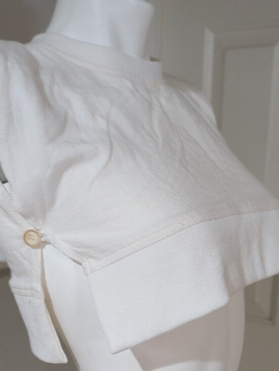 Petal & Pup White Ribbed Crewneck Linen Cropped Top Women's 0