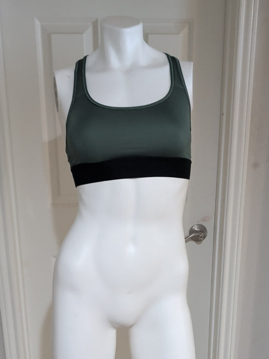 Victoria's Secret Women's Scoop Neck Sports Bra in Olive Green and Black XS