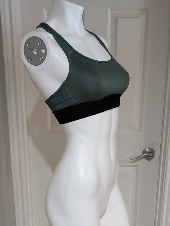 Victoria's Secret Women's Scoop Neck Sports Bra in Olive Green and Black XS