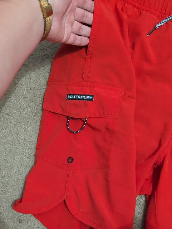 Watermen Red Men's Swim Trunks - Performance Swim Shorts Large