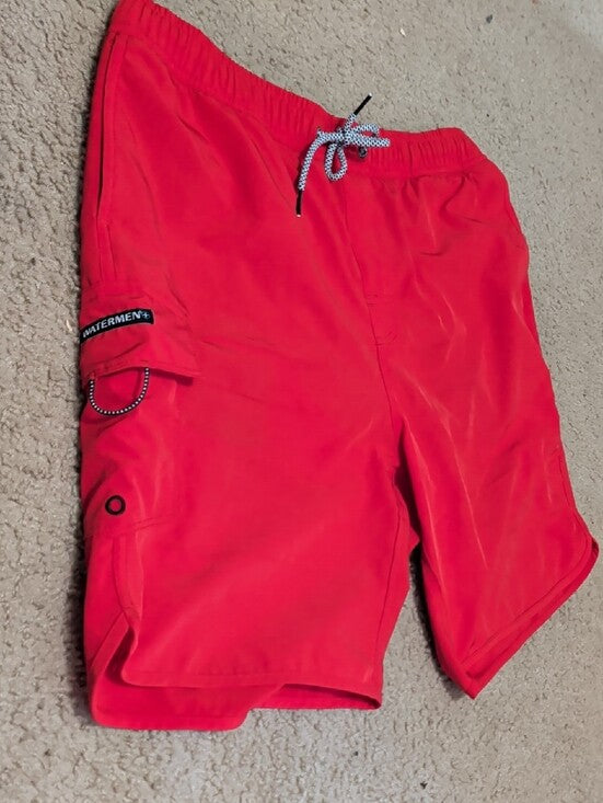 Watermen Red Men's Swim Trunks - Performance Swim Shorts Large