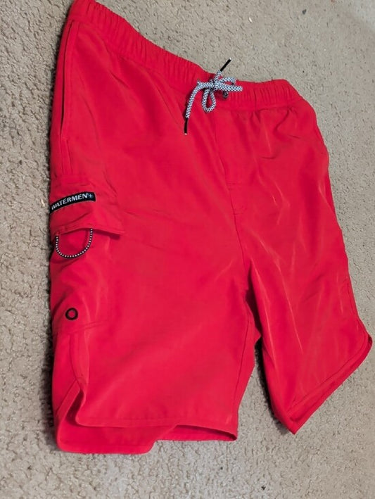 Watermen Red Men's Swim Trunks - Performance Swim Shorts Large
