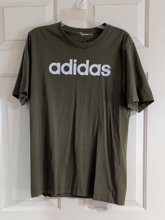adidas Olive Green Short Sleeve Logo Tee Men's Large