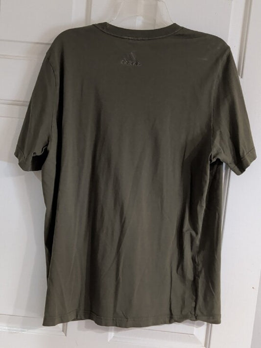 adidas Olive Green Short Sleeve Logo Tee Men's Large
