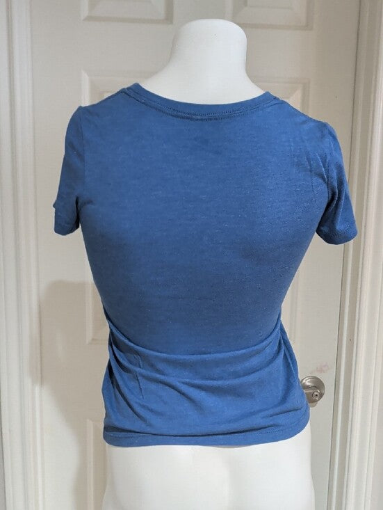 Retro Women’s Blue Graphic Tee with Colorado Emblem Small