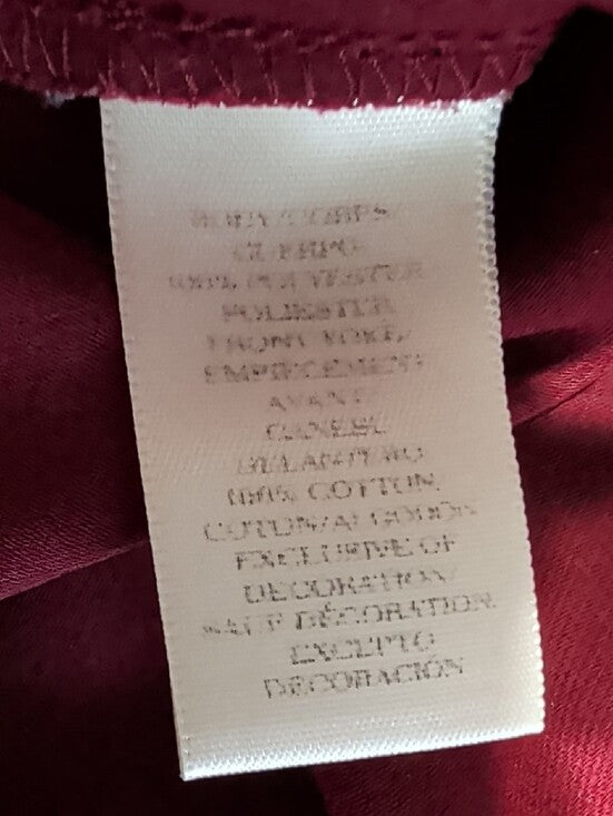 Ann Taylor Burgundy Lace Yoke Sleeveless Blouse Women's XS