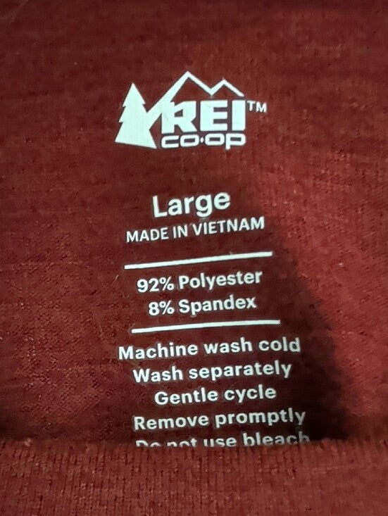 REI Men's Long-Sleeve Crewneck Shirt - Burgundy Large