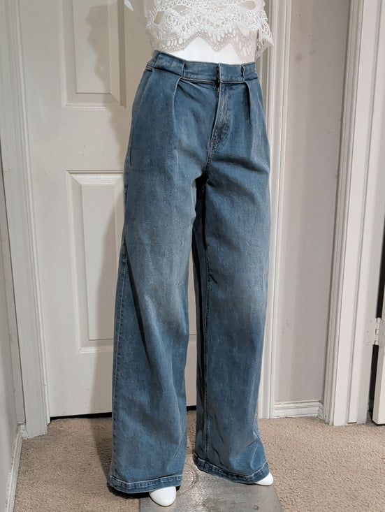Express High-Waist Relaxed Wide Leg Light Blue Jeans Women's 0-24