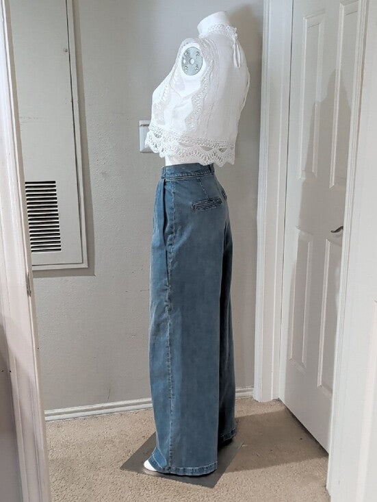 Express High-Waist Relaxed Wide Leg Light Blue Jeans Women's 0-24