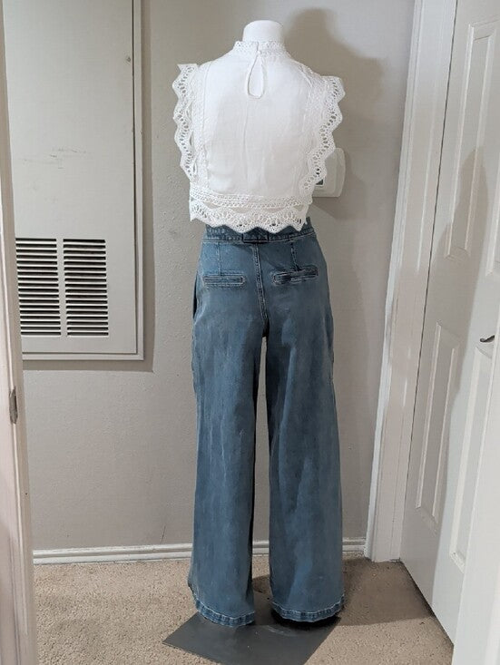 Express High-Waist Relaxed Wide Leg Light Blue Jeans Women's 0-24
