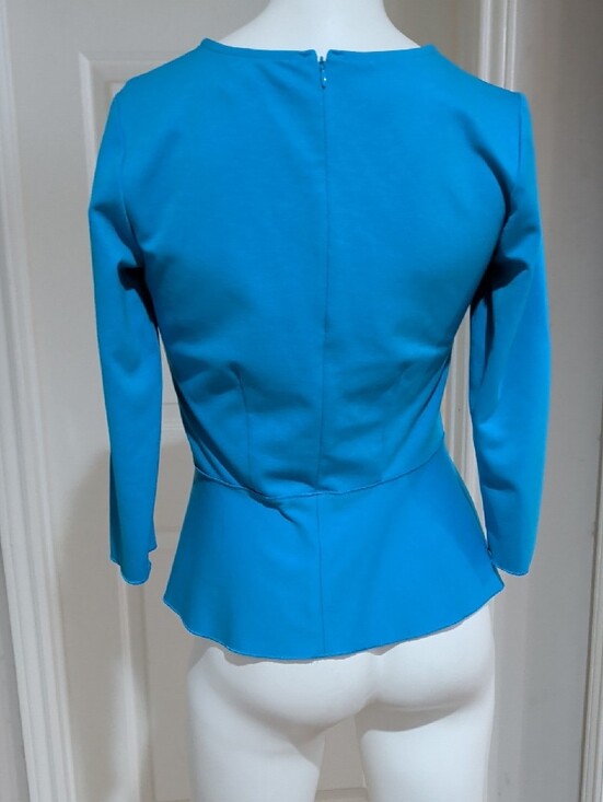 Ann Taylor Blue Peplum 3/4 Sleeve Top Women's Small
