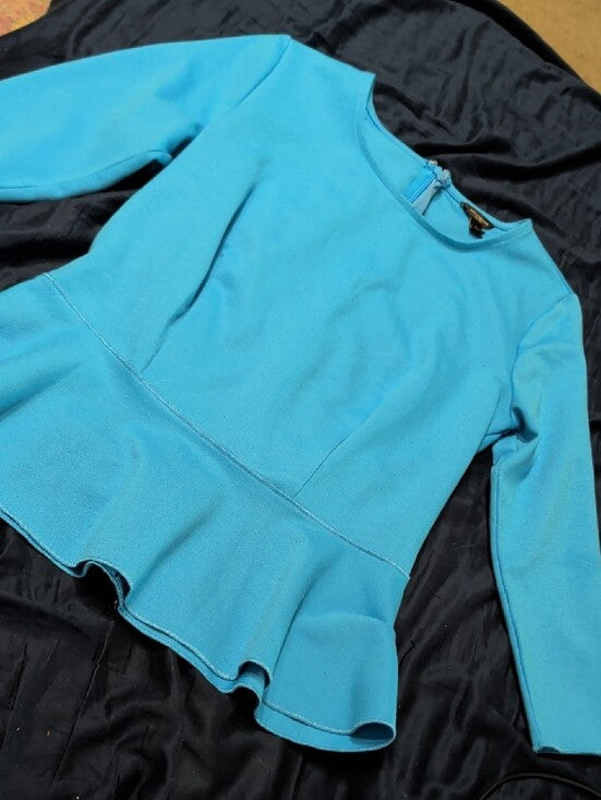 Ann Taylor Blue Peplum 3/4 Sleeve Top Women's Small