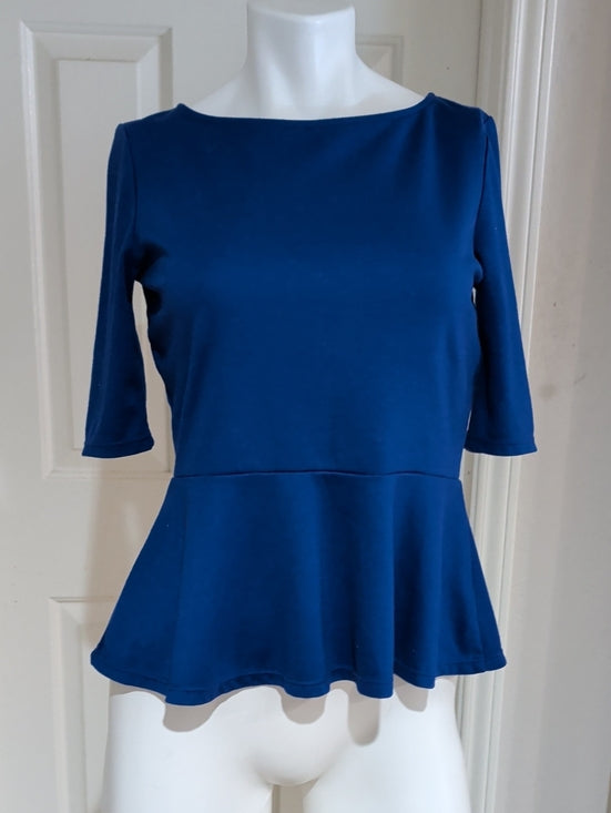 Green Envelope Royal Blue Peplum Top Women's Small