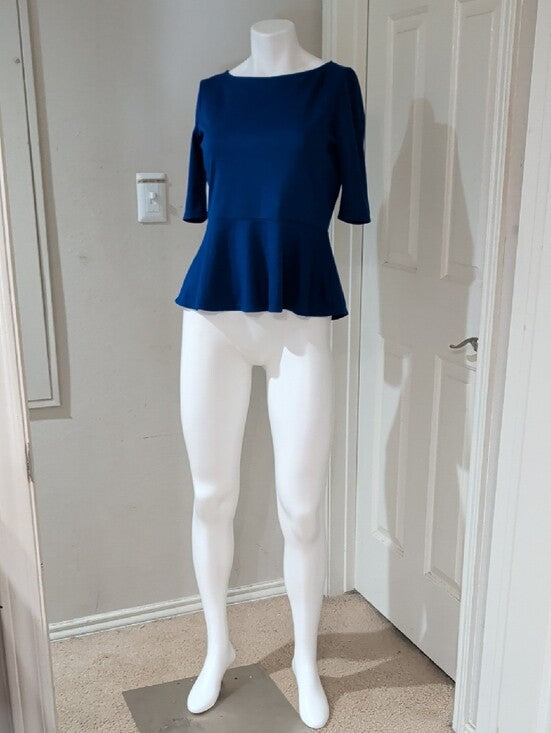 Green Envelope Royal Blue Peplum Top Women's Small