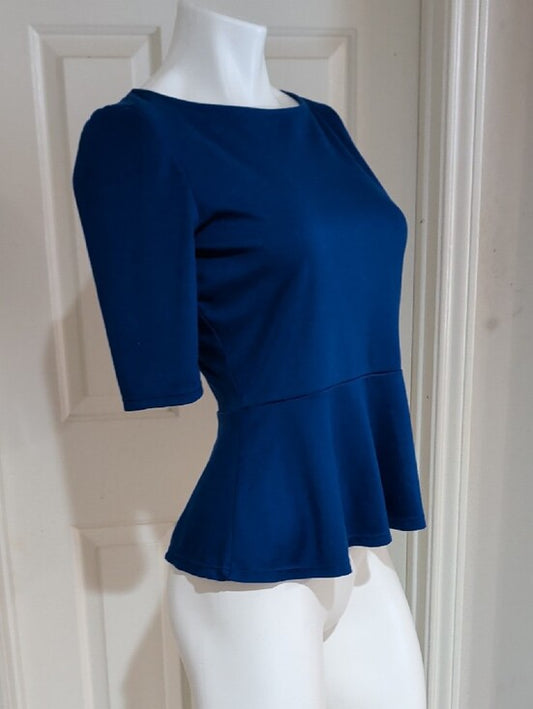 Green Envelope Royal Blue Peplum Top Women's Small