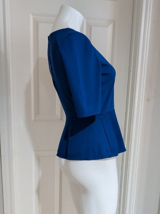 Green Envelope Royal Blue Peplum Top Women's Small