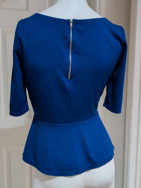 Green Envelope Royal Blue Peplum Top Women's Small