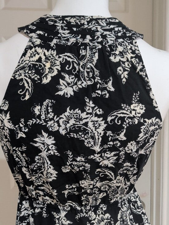 Vintage Elle Black and White Paisley Sleeveless Mini Dress XS