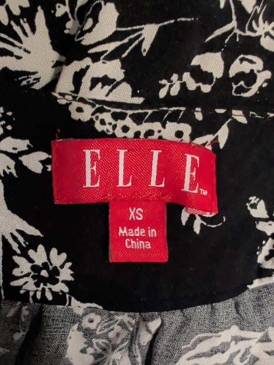 Vintage Elle Black and White Paisley Sleeveless Mini Dress XS