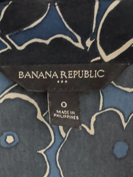 Banana Republic Navy Floral Long-Sleeve Wrap Dress Women's 0