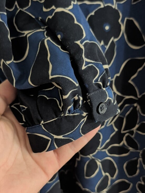 Banana Republic Navy Floral Long-Sleeve Wrap Dress Women's 0