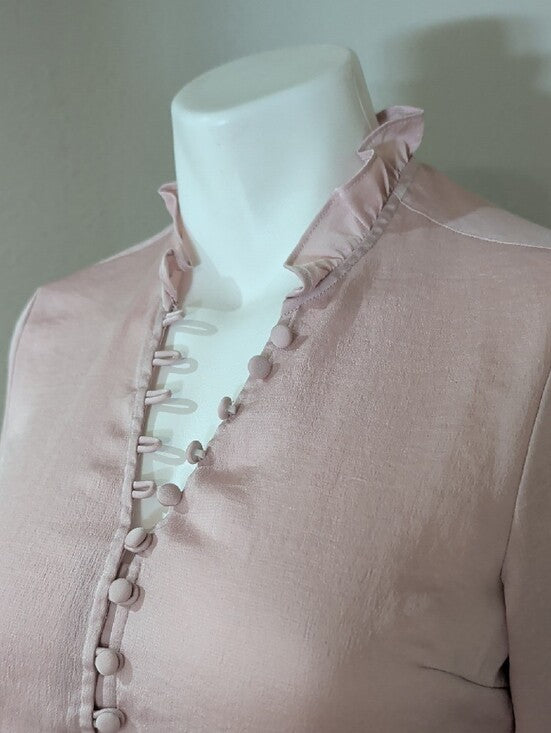 Express Women's Pink Ruffle Collar Button-Front Blouse XS