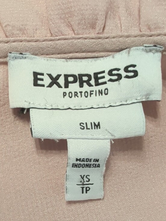 Express Women's Pink Ruffle Collar Button-Front Blouse XS