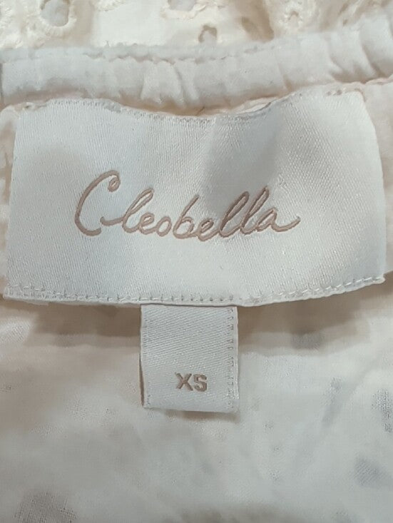 Cleobella Cream Eyelet Tiered Midi Dress with Tassel Tie Women's XS