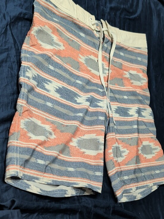 Mossimo Men's Patterned Coral and Blue Board Shorts 32