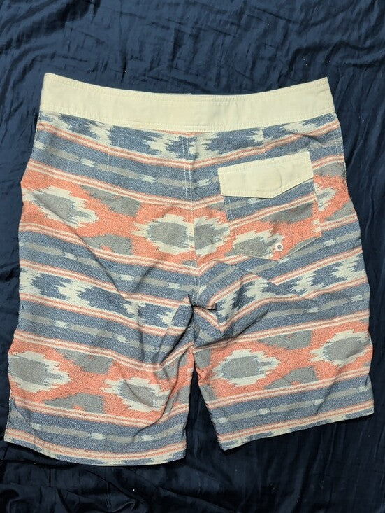 Mossimo Men's Patterned Coral and Blue Board Shorts 32