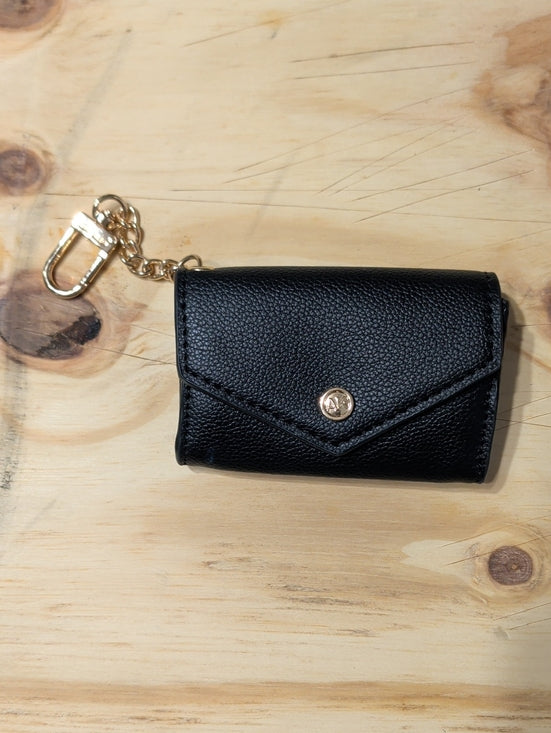 Anne Klein Black Leather Key Pouch Wallet with Gold Hardware XSmall