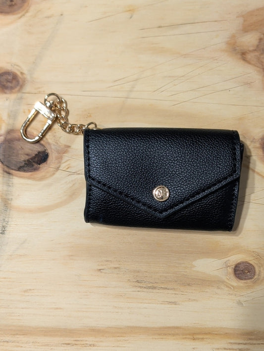 Anne Klein Black Leather Key Pouch Wallet with Gold Hardware XSmall