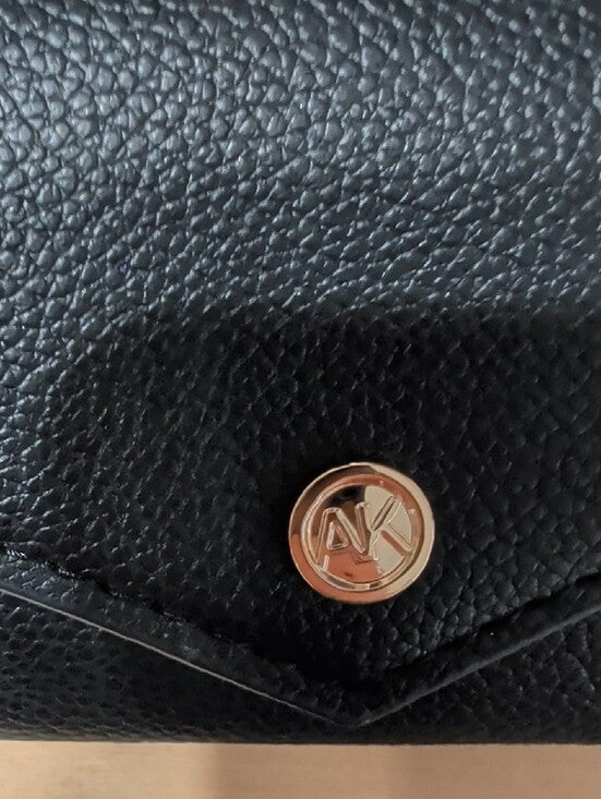 Anne Klein Black Leather Key Pouch Wallet with Gold Hardware XSmall