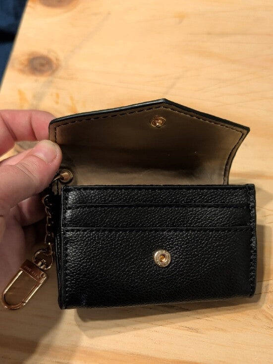 Anne Klein Black Leather Key Pouch Wallet with Gold Hardware XSmall