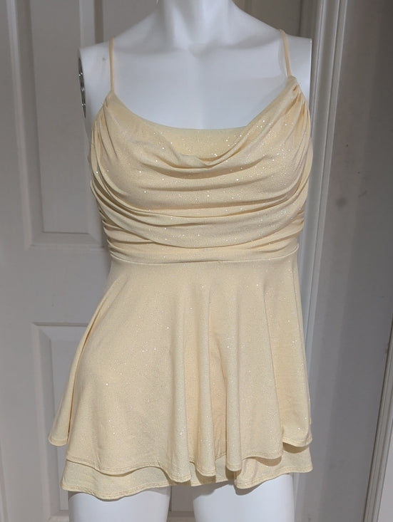 Windsor Pale Yellow Sparkle Cowl Strap Top Women's Medium