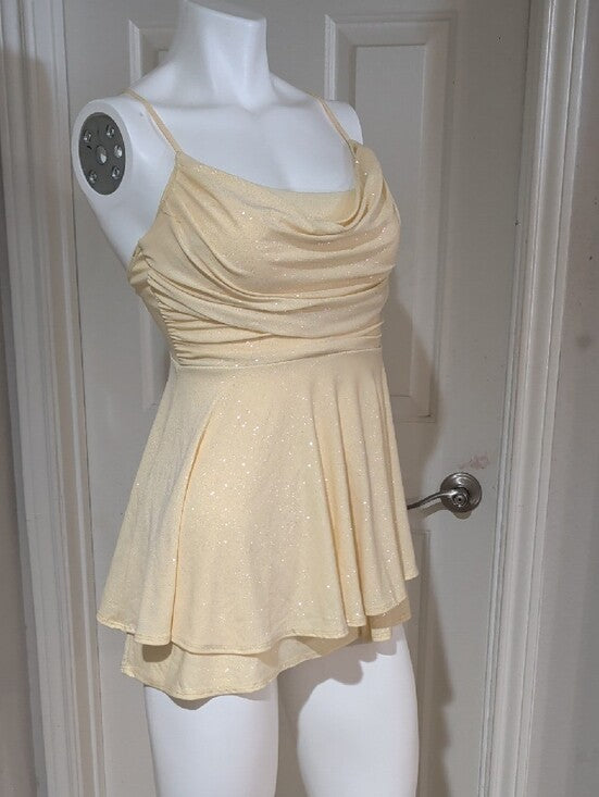 Windsor Pale Yellow Sparkle Cowl Strap Top Women's Medium