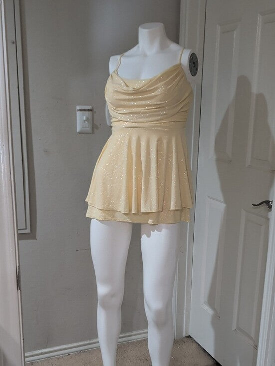 Windsor Pale Yellow Sparkle Cowl Strap Top Women's Medium
