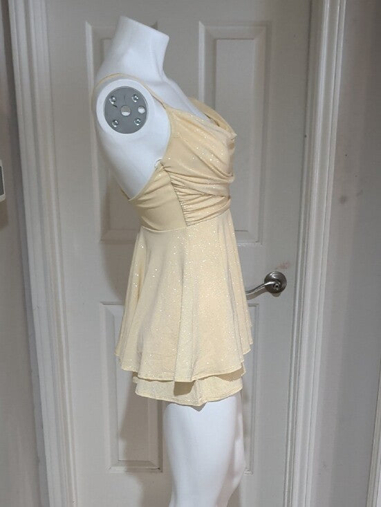 Windsor Pale Yellow Sparkle Cowl Strap Top Women's Medium
